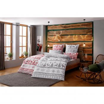 Sindbad Festliche Bettwäsche 155x220 cm – 2‑teilig, Biber, 100% Baumwolle, Knöpfe