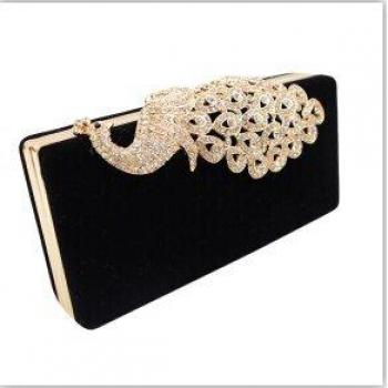 Peacock Diamond Evening Purse with Shoulder Chain
