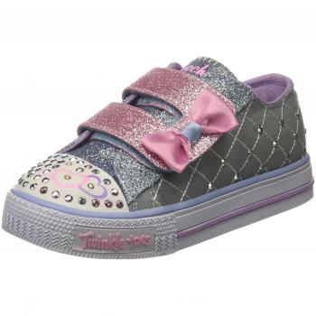 Skechers Shuffles-Glitter Crush, Zapatillas de Brillo para Niñas, Azul (Light Blue/Lavender), 24 EU