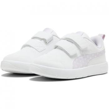 Scarpe Sneaker Bambina Puma Courtflex V3 Bianco Lilla Pois UK 12