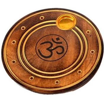 Mango Wood Om Design Incense Ashcatcher