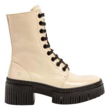 Botines de Piel con Tacón 1375 para Mujer en color Cream