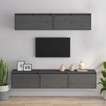 Gray Kiefer TV Cabinet Set – 5 Stück, massives Holz