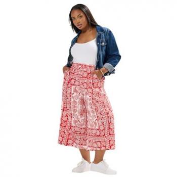 Pantalon Rouge à Fronces Midaxi Yours Curve