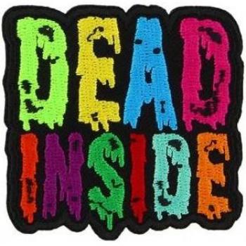 One Size Black Iron On Dead Inside Patch