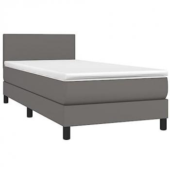 Boxspringbett Grau 90x200 cm mit Matratze und LED