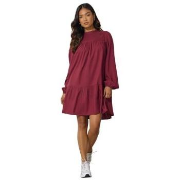 PixieGirl Petite Langarmkleid mit rotem Knopfverschluss