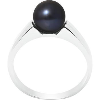 PERLINEA Bague Perle Ronde Eau Douce 7‑8 mm – Noir – Argent 925