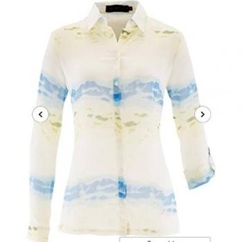 Blusa de Gasa Azul y Crema en Transparente