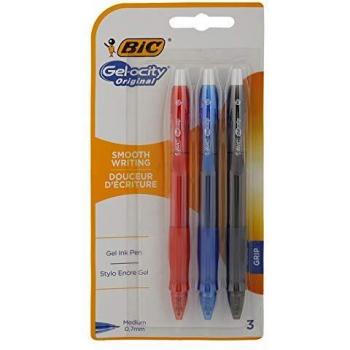 Bic Gel-Ocity Original Smooth Writing Gel Ink Ballpoint Pens New In Pack 3 Pens