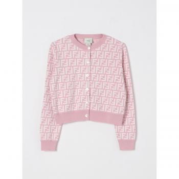 Fendi Cardigan Rosa 10 con Collo Rotondo
