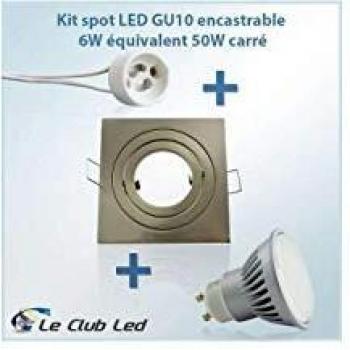 Kit Spot LED 4W Carré 40W Équivalent, Angle Large, Blanc 6400K