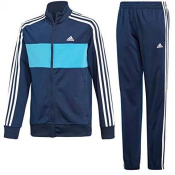 Adidas Kids YB TS Tiberio Trainingspaket – Top Collegiate Shock Cyan, Bottom Collegiate Navy/White, 910A