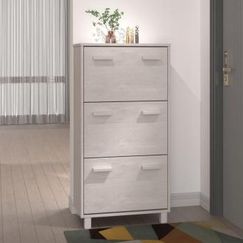 Armoire à chaussures en pin – finition blanche – 3 tiroirs – 59,5 x35 x117 cm