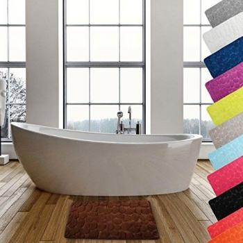 MSV Badematte Kieselstein, PVC, waschbar, schnelltrocknend, 40 x 60 cm, braun