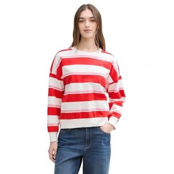 Tom Tailor Denim Sweatshirt Damen – L, Rotes Streifen‑Stil