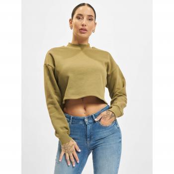 Cropped High Neck Sweatshirt Olive Green Female 4XL