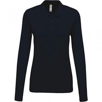 Damen Langarm-Polo Kariban – Baumwollpiqué, Blau