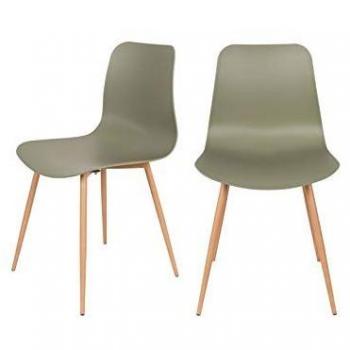 Leon Style Dining Chair Pair in Green