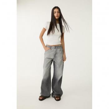 Stradivarius Jeans Baggy 44 in Nero Slavato