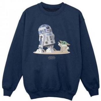 Felpa con cappuccio bianca The Mandalorian – R2D2 e Grogu per ragazzi 5-6 anni