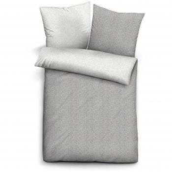 Biberna Flanell‑Wendebettwäsche – 2‑teiliges Set in sturmgrau