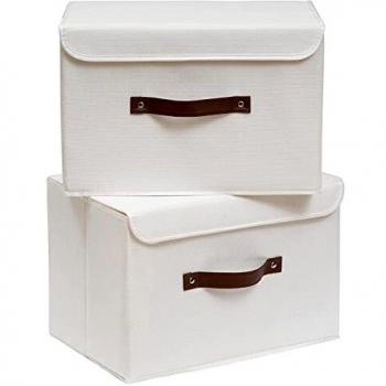 Linen Fabric Clothing Shelf Basket Bins Toy Box For Clothes
