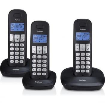 Profoon Téléphone Fixe Sans Fil PDX-1130 Noir Triple