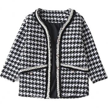 Black and White Plaid Girls Jacket