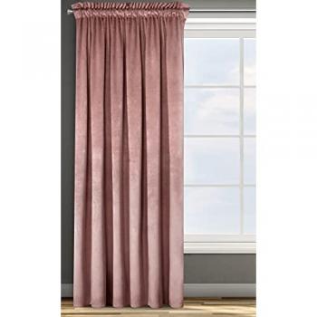 Dunkelrosa Velvet‑Sammtuch für Wohnzimmer, blickdicht, Kräuselband