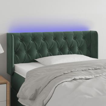 Cabecero de terciopelo verde oscuro con LED 103x16x78/88 cm