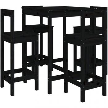 Ensemble de Mobilier de Jardin 5 Pièces Noir en Pin