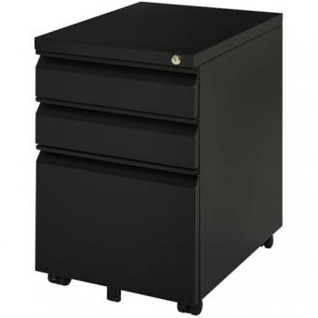 Rollcontainer mit 3 Schubladen und Rädern, Stahl Schwarz