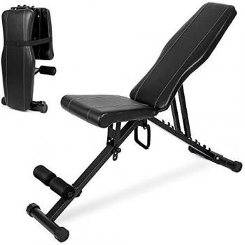 PowerStation Klappbank – Verstellbare Flach-/Schrägbank mit Bauchtrainer