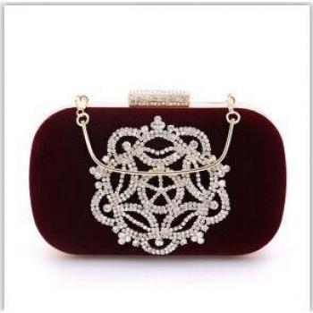 Elegant Wine Red Velvet Clutch Bag