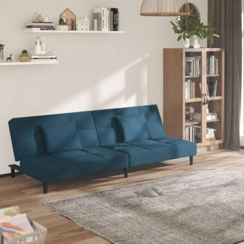 Sofá de Dos Plazas con Almohadas Azules