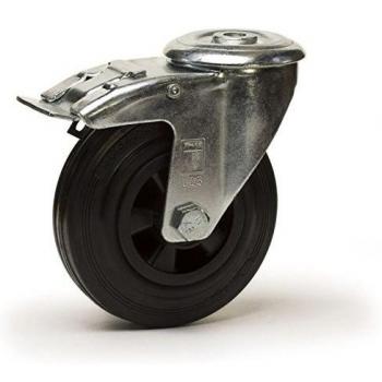 Roulette pivotante frein 100 mm caoutchouc noir