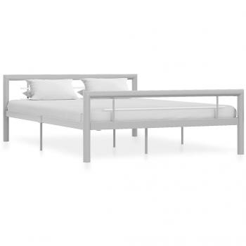 140x200 cm Metal Bed Frame without Mattress in Grey and White