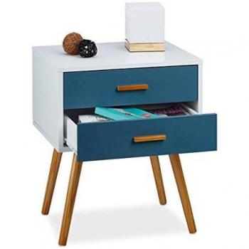 Commode design scandinave 2 tiroirs HxlxP: 58 x 41 x 48 cm, laqué mat blanc
