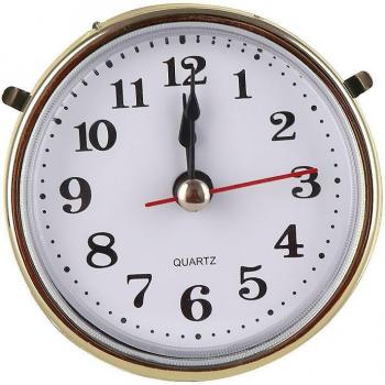 DIY 2-1/2 Round Quartz Clock Insert with Roman Numerals White Face Gold Trim