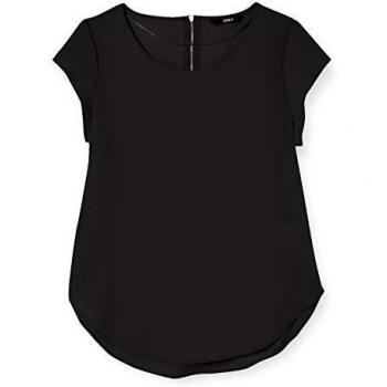 T-shirt donna Only maniche corte Vic tinta unita nera taglia 42