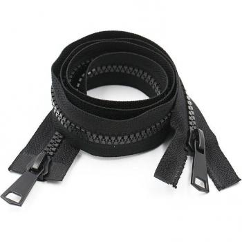 Cremallera de dos cabezas para ropa larga, 60-120cm, 8#, 2 uds