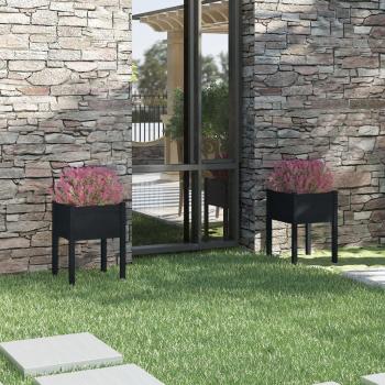 Black Solid Wood Garden Planters