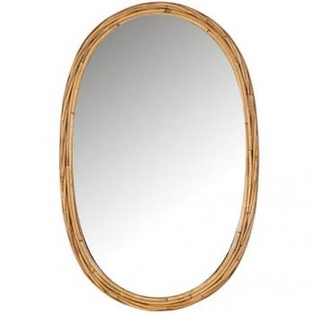 Miroir mural oval en rotin nature – Avocado 95 cm