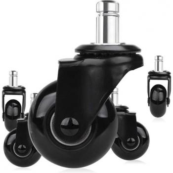 5 Pcs 2 Inch Chair Caster Wheels, Heavy Duty with Quiet Rolling and Plug-In Stem 7/16 X 7/8 Inch