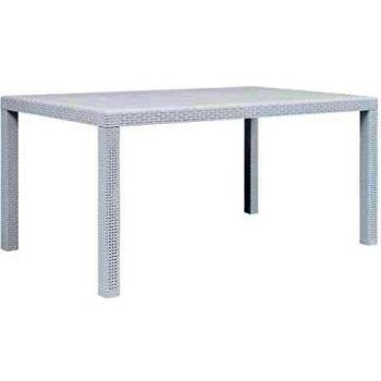 Table de Jardin Plastifiée vidaXL 150x90x72 cm Blanche à Aspect Rotin