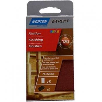 Norton Grit 120 Wood Sandpaper Bundle – 5 Sheets, 70x125 mm