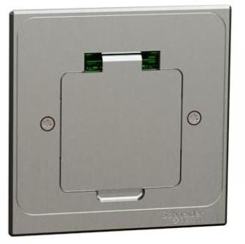 Prise de sol 2 pôles + terre carrée métal Unica System+ Schneider Electric gris