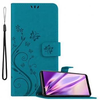 Couvre téléphone bleu floral avec porte-monnaie pour Sony Xperia PRO‑I