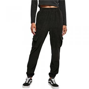 Urban Classics Ladies High Waist Velours Ripp Cargo Pants